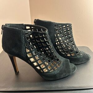 Audrey Brooke Women's Shoes Heels Marseille Gladiator Open Toe Black Suede Sz 8